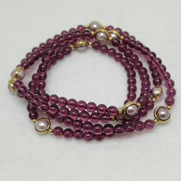2 Purple Beaded Necklace #285 - Picture 11 of 12